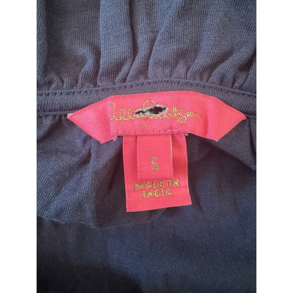 NWOT Lilly Pulitzer Malone Navy Blue Maxi Dress Size Small Tiered Tassel Boho - Picture 10 of 11